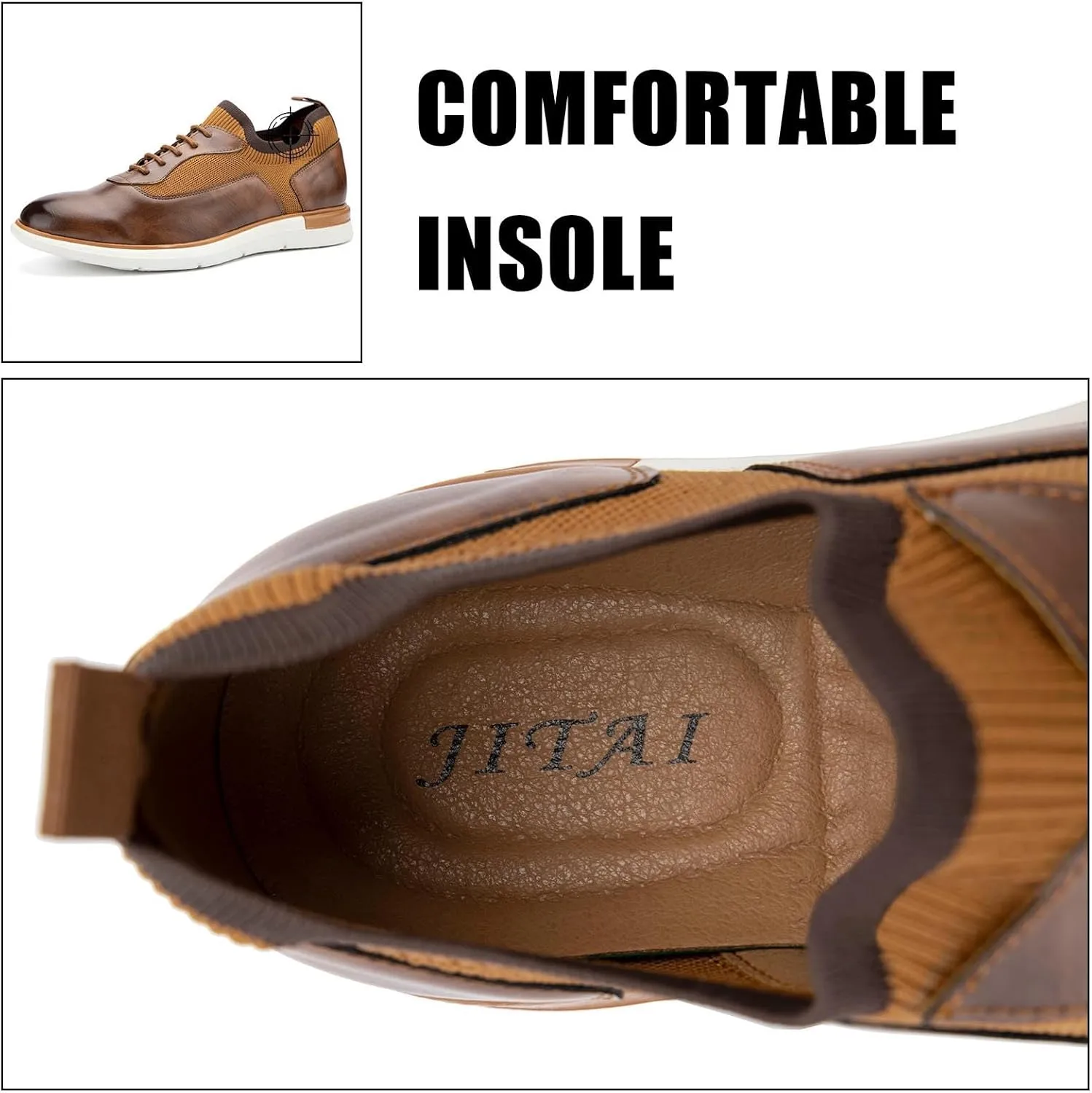 JITAI Men's Casual Oxford Dress Shoes Classic Modern Business Lace-up Wingtip Shoes