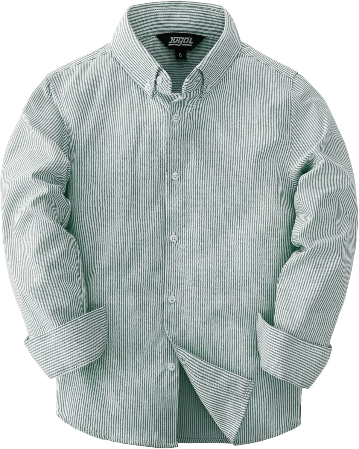 JOGAL Boys Long Sleeve Oxford Dress Shirts Casual Button Down Shirts Striped Tops for 6-14 Years
