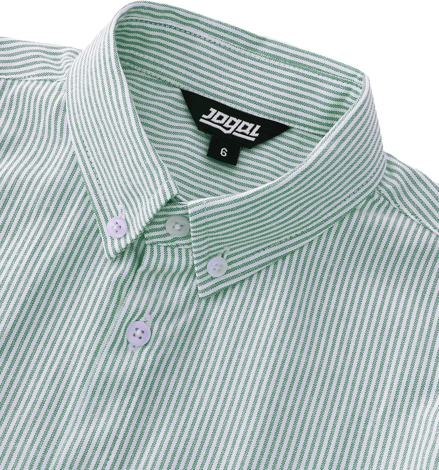 JOGAL Boys Long Sleeve Oxford Dress Shirts Casual Button Down Shirts Striped Tops for 6-14 Years