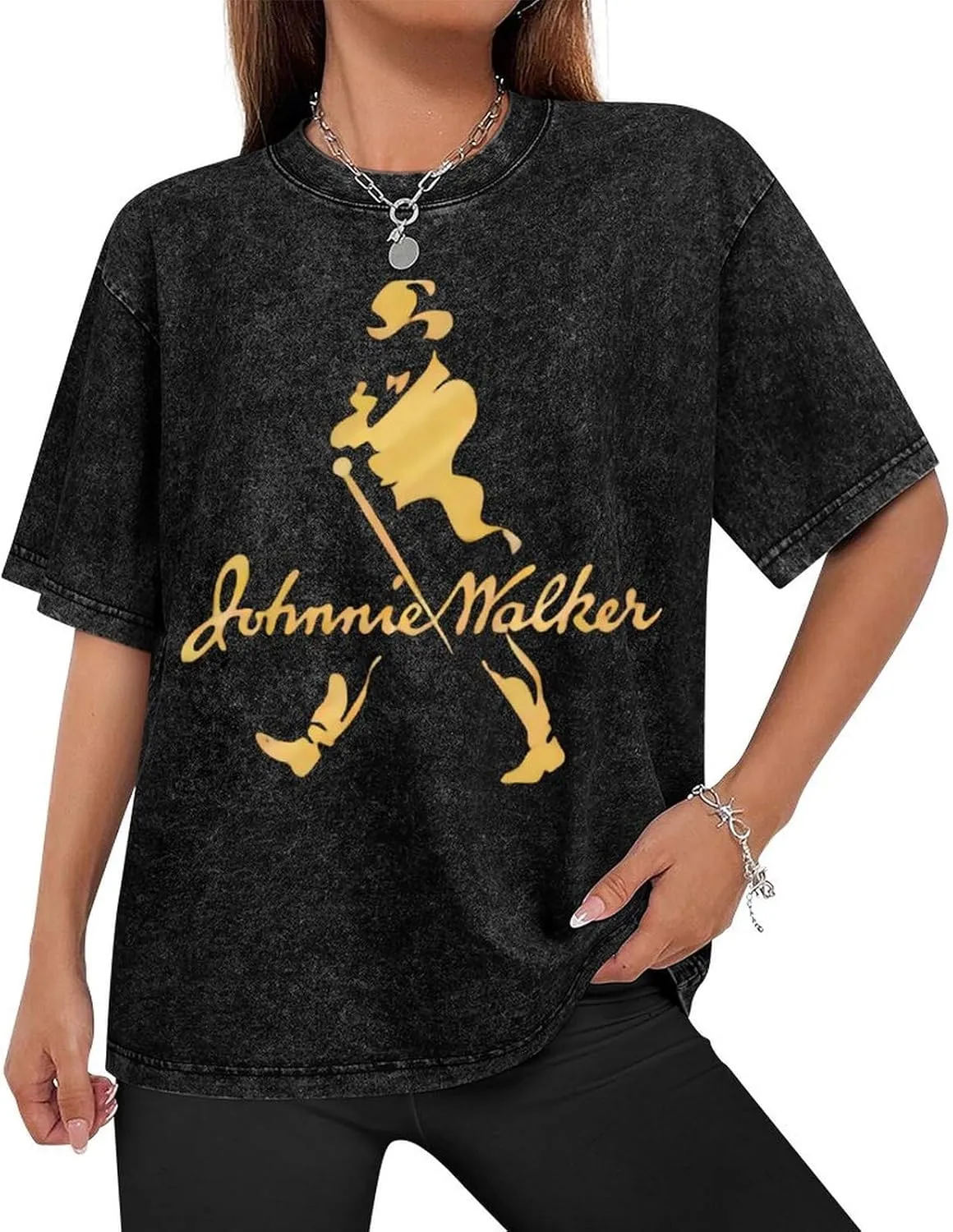 Johnnie Music and Walker Vintage Men's Tees Short Sleeve Breathable Shirts Crewneck Casual Soft T-Shirt