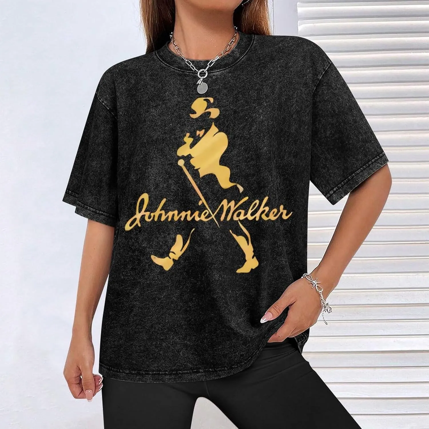 Johnnie Music and Walker Vintage Men's Tees Short Sleeve Breathable Shirts Crewneck Casual Soft T-Shirt