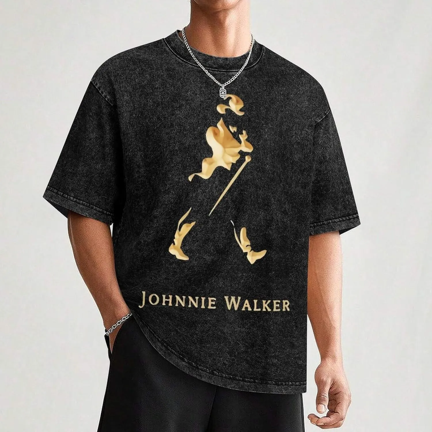 Johnnie Music and Walker Vintage Men's Tees Short Sleeve Breathable Shirts Crewneck Casual Soft T-Shirt