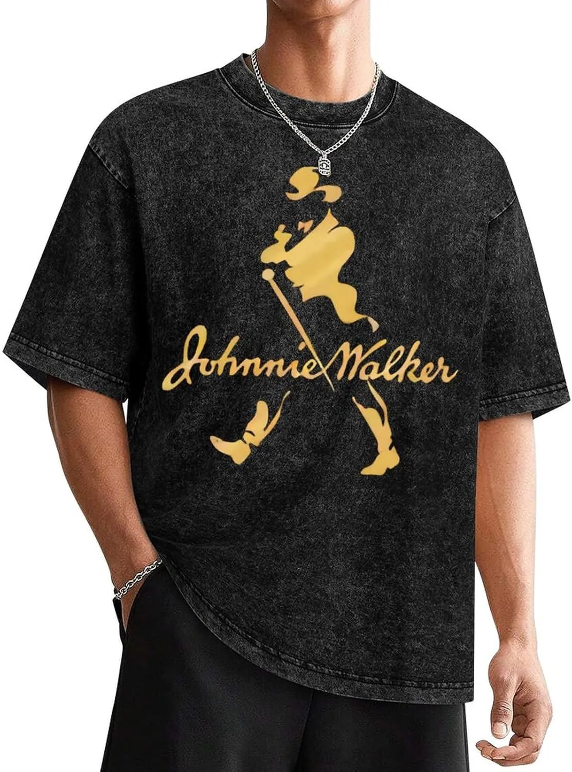 Johnnie Music and Walker Vintage Men's Tees Short Sleeve Breathable Shirts Crewneck Casual Soft T-Shirt