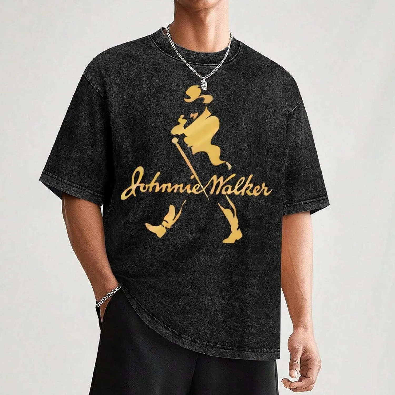 Johnnie Music and Walker Vintage Men's Tees Short Sleeve Breathable Shirts Crewneck Casual Soft T-Shirt