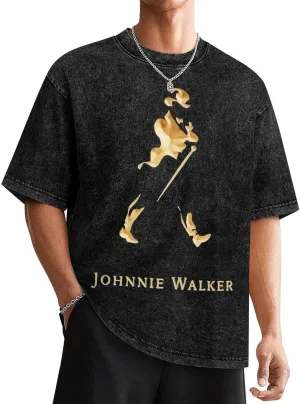 Johnnie Music and Walker Vintage Men's Tees Short Sleeve Breathable Shirts Crewneck Casual Soft T-Shirt