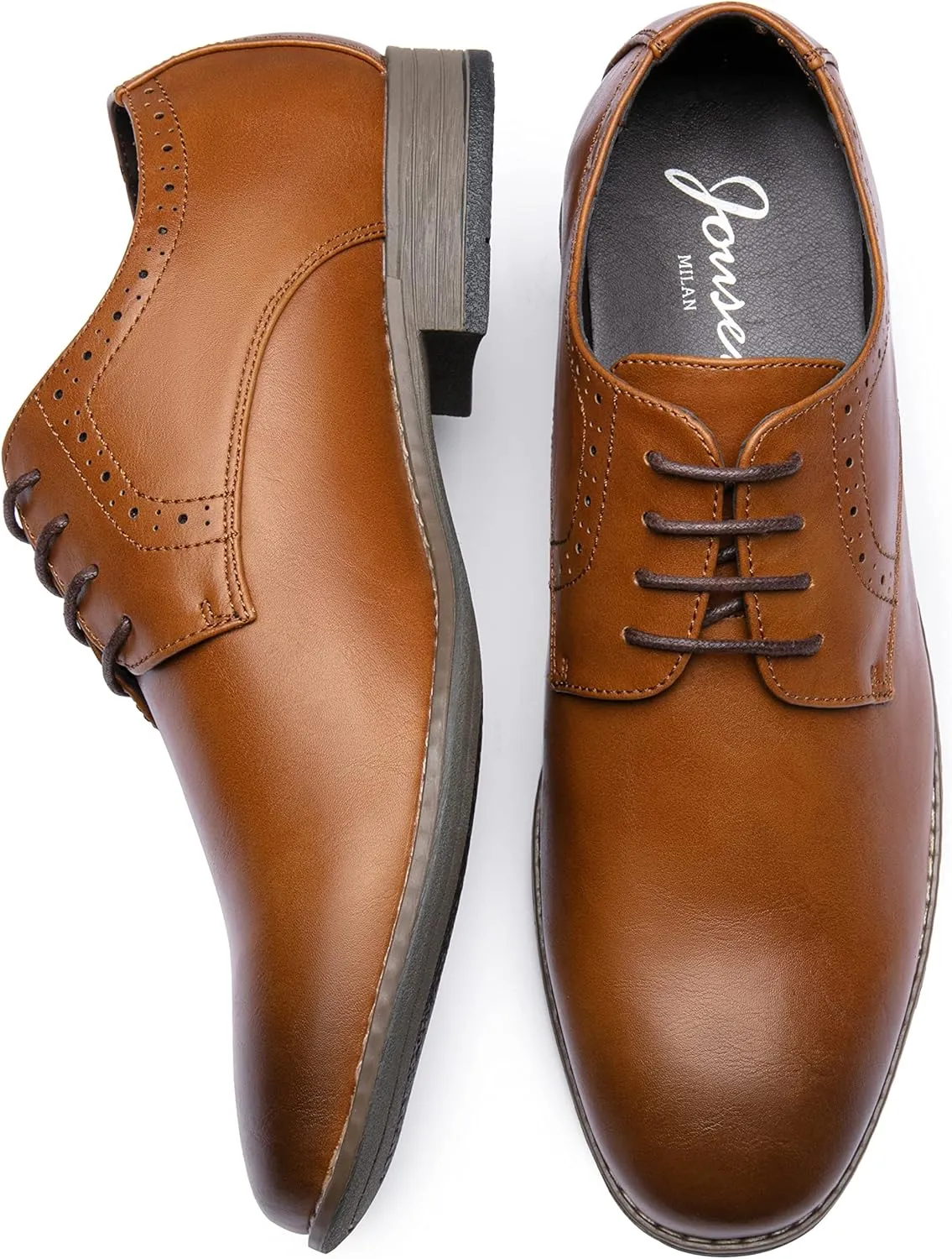 Jousen Men's Oxford Plain Toe Dress Shoes Classic Formal Derby Shoes