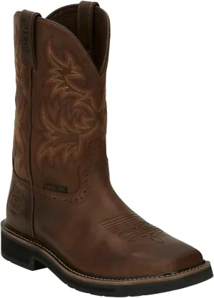 Justin Original Work Boots Men's Driller Pull-On Square Toe Work Boot