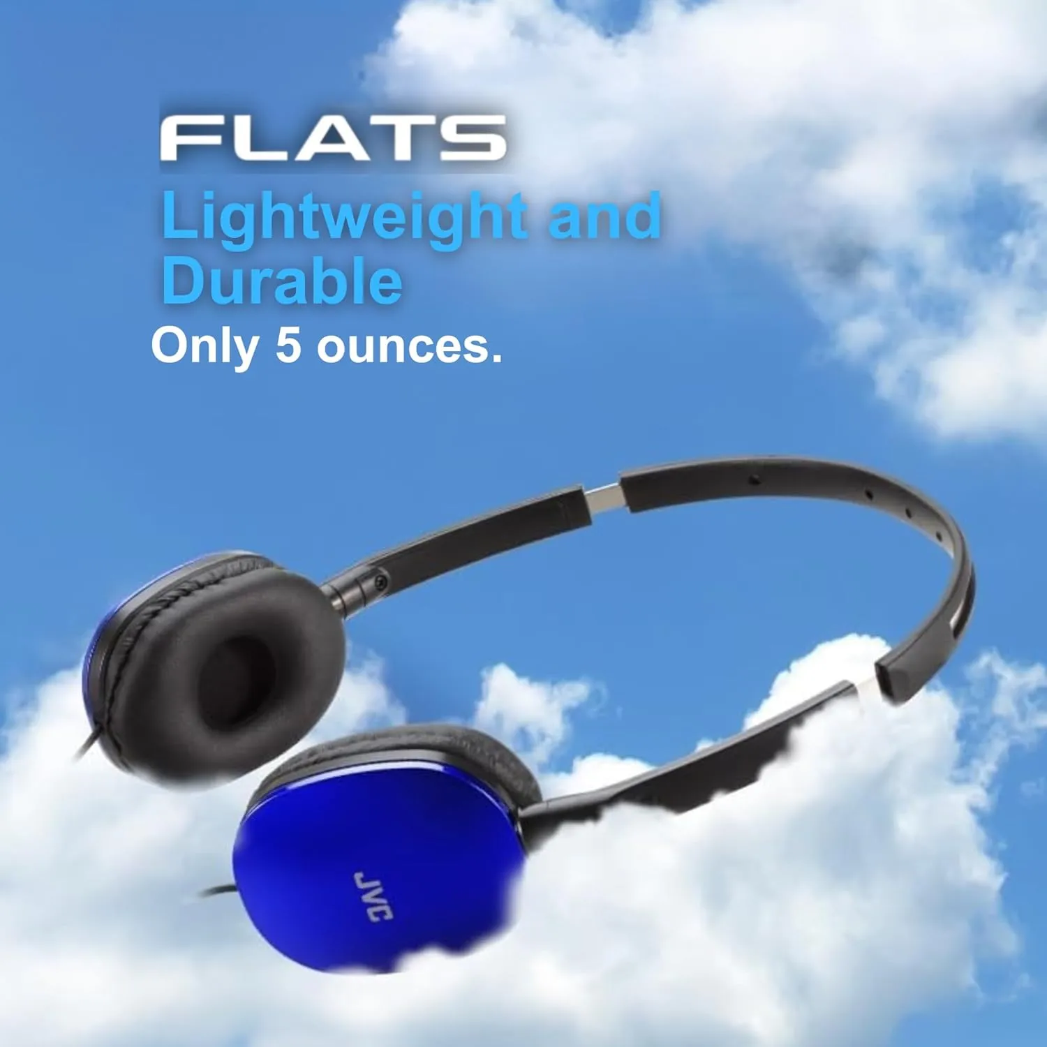 JVC Flats On-Ear Wired Headphones - Flat Foldable Design - 30mm Driver for Powerful Sound - Soft Ear-Pads for Comfort – Steel Headband - Lightweight & Portable - PC/Laptop/Gaming - 3.5mm Slim Plug