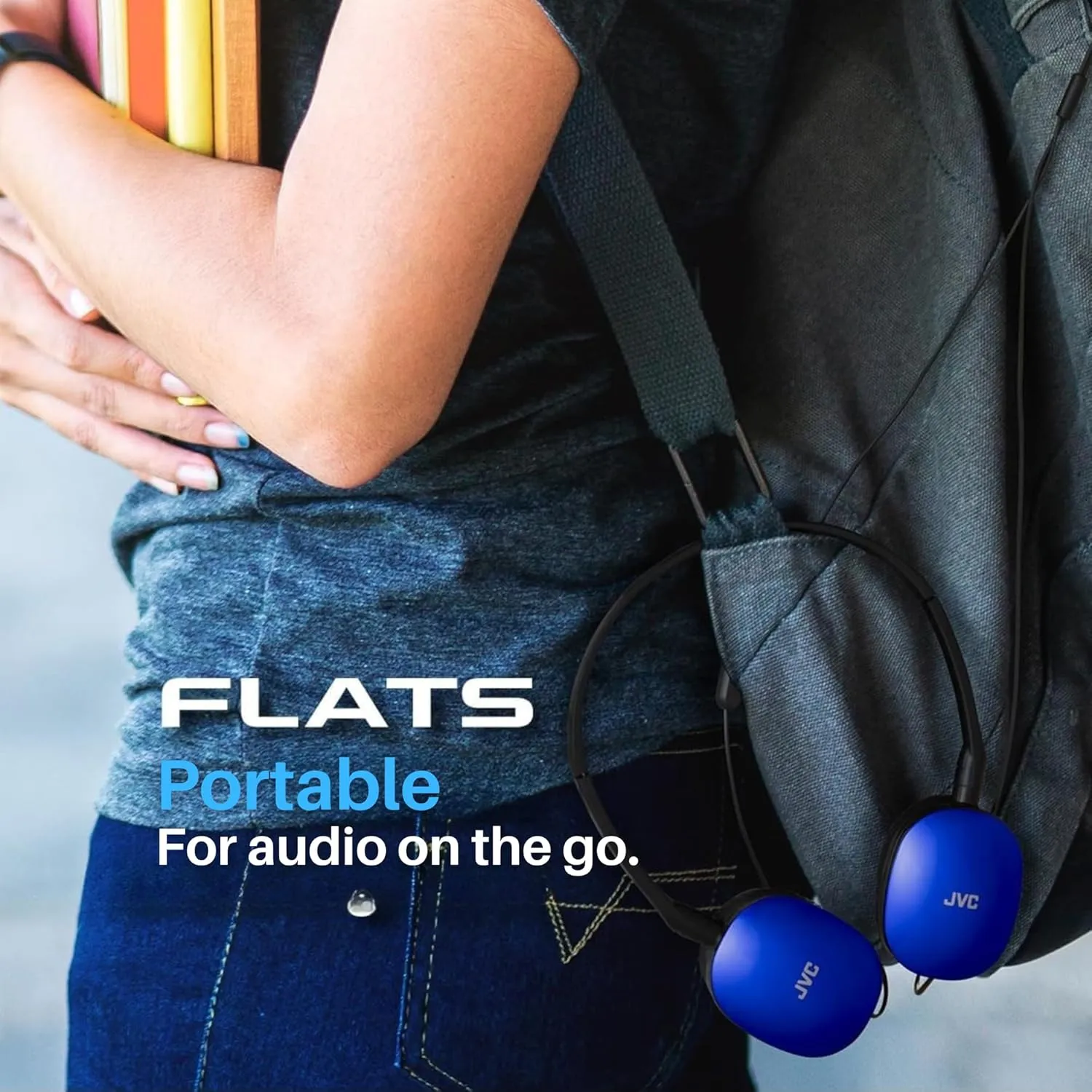 JVC Flats On-Ear Wired Headphones - Flat Foldable Design - 30mm Driver for Powerful Sound - Soft Ear-Pads for Comfort – Steel Headband - Lightweight & Portable - PC/Laptop/Gaming - 3.5mm Slim Plug