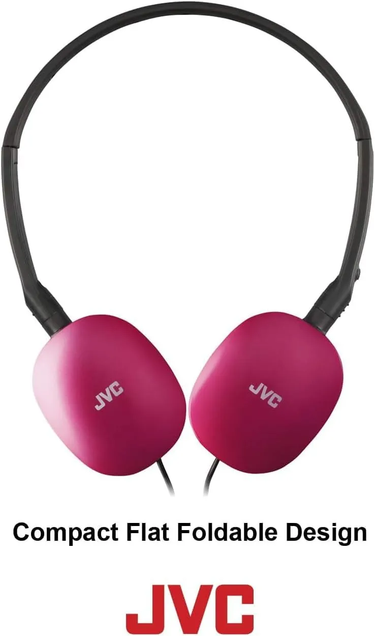 JVC Flats On-Ear Wired Headphones - Flat Foldable Design - 30mm Driver for Powerful Sound - Soft Ear-Pads for Comfort – Steel Headband - Lightweight & Portable - PC/Laptop/Gaming - 3.5mm Slim Plug