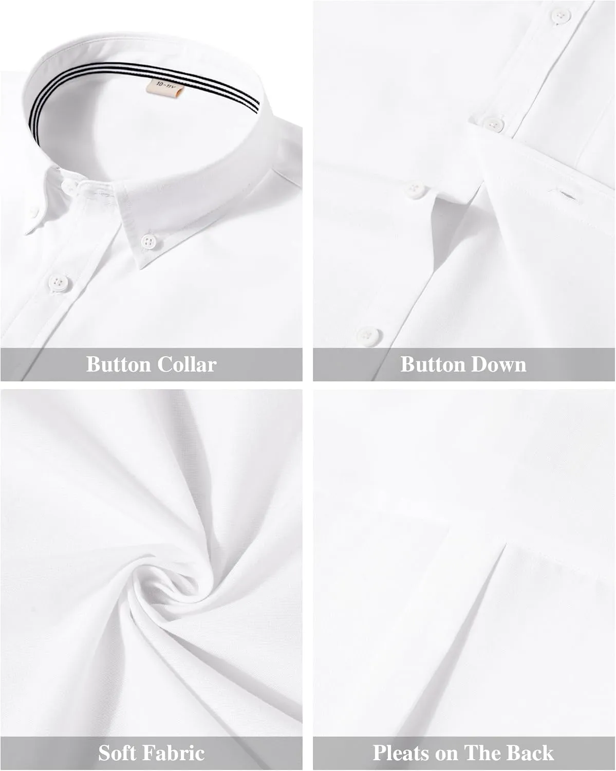 J.VER Boy's Long Sleeve Oxford Dress Shirts Solid Casual Button Down Collar Shirt Kids Formal Uniform Tops