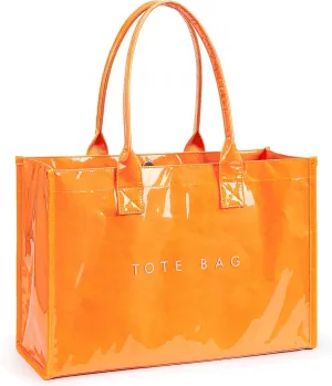 KALIDI PVC Tote Bag Women’s Kraft Paper Work Handbags Purses with Top Handle
