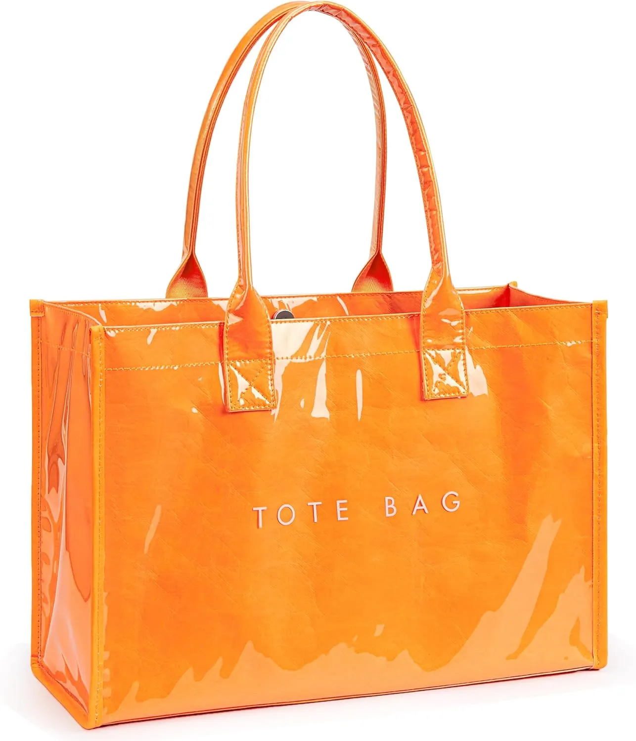 KALIDI PVC Tote Bag Women’s Kraft Paper Work Handbags Purses with Top Handle