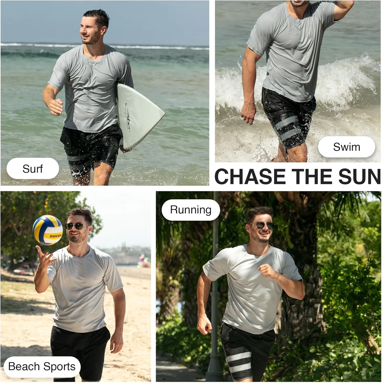 Kanu Surf Men's Short Sleeve UPF 50 Swim Shirt Rash Guard Sun Shirt (Regular & Extended Sizes)