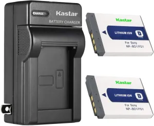 Kastar 2-Pack Battery and AC Wall Charger Replacement for Sony NP-BD1 Battery, Sony BC-CSD BC-CS3 Charger, Sony Cyber-Shot DSC-T75, Cyber-Shot DSC-T77, Cyber-Shot DSC-T90, Cyber-Shot DSC-T200 Cameras
