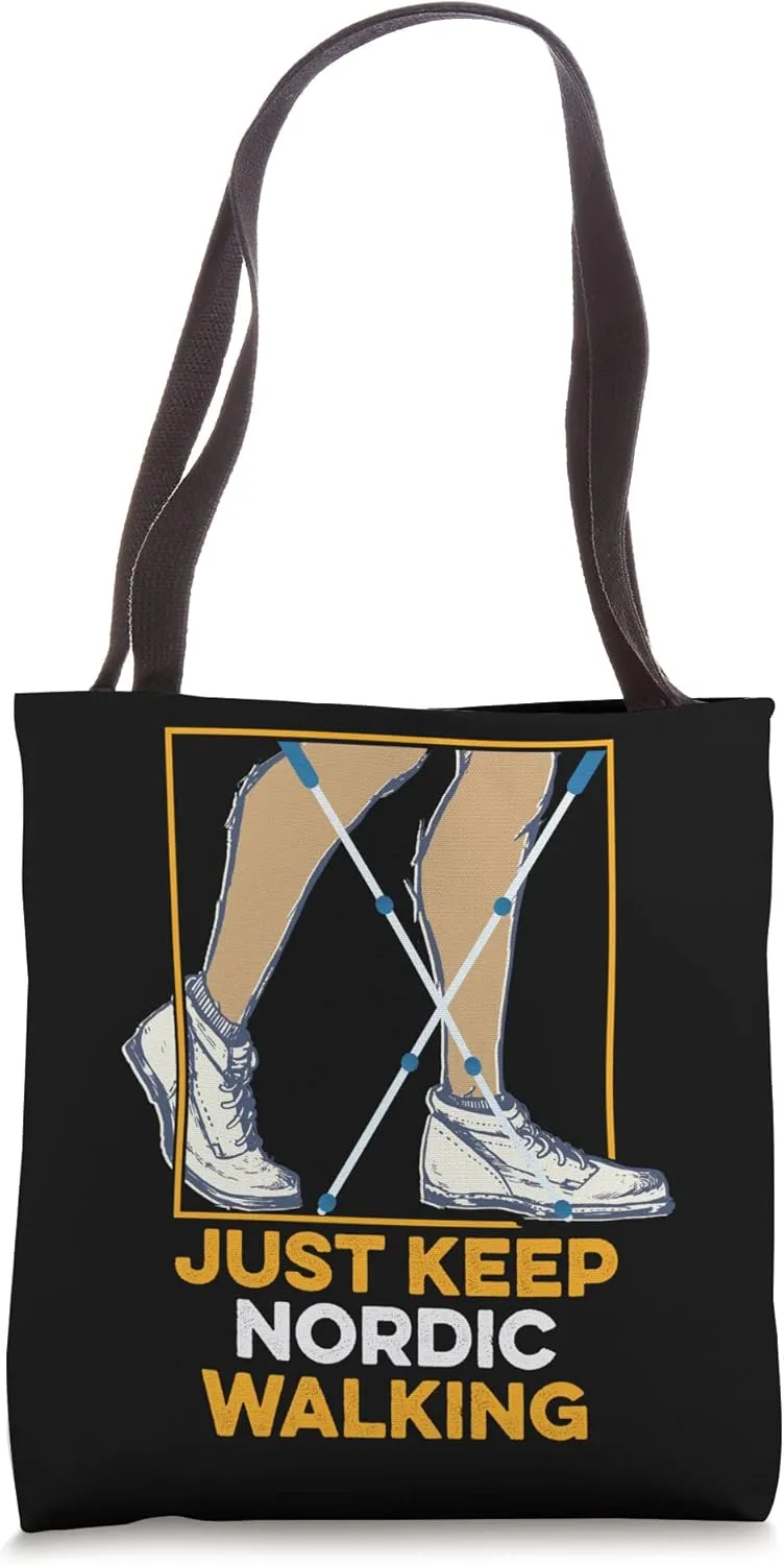 Keep Nordic Walking Walker Marathon Endurance Hiking Fitness Tote Bag
