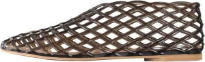 keleimusi Women's Woven Jelly Flats Slip-On Square Toe Mesh Ballet Flats Sole Lightweight Breathable Summer Slides Clear Hollow Jelly Sandals Beach Ballerina Shoes