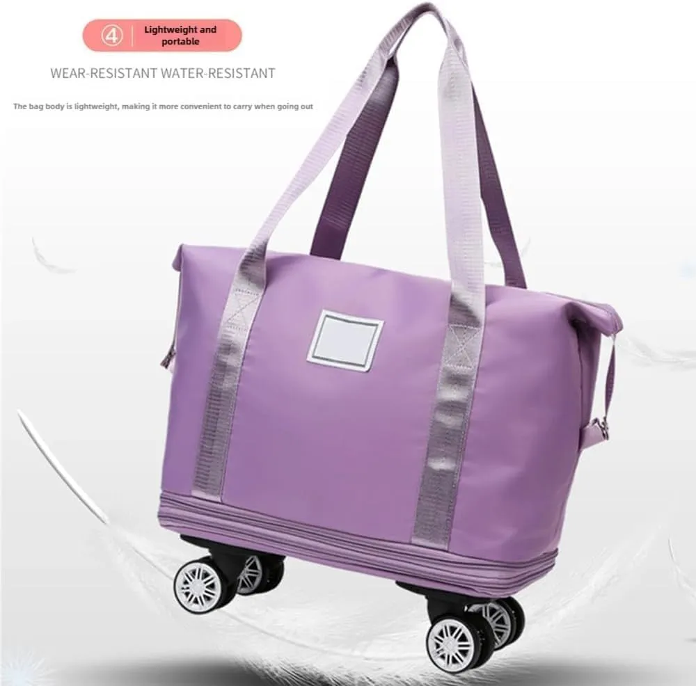 Klarson Expandable Bag with Wheels, Large Capacity Travel Bag Duffel Bag 40L, Collapsible Luggage (Gray)