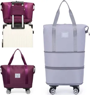 Klarson Expandable Bag with Wheels, Large Capacity Travel Bag Duffel Bag 40L, Collapsible Luggage (Gray)