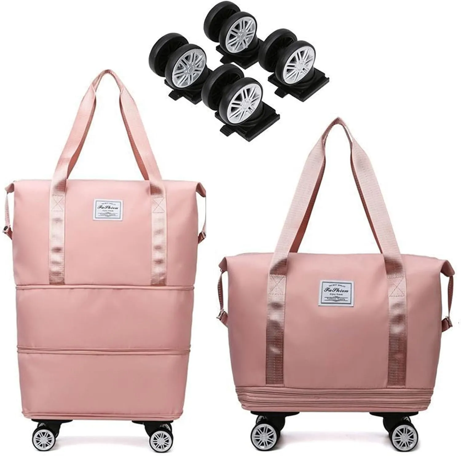 Klarson Expandable Bag with Wheels - New Scratch Expandable Travel Duffle Bag with Wheels, Foldable Suitcase without Handl (A)