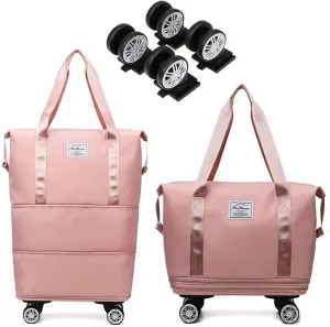 Klarson Expandable Bag with Wheels - New Scratch Expandable Travel Duffle Bag with Wheels, Foldable Suitcase without Handl (A)
