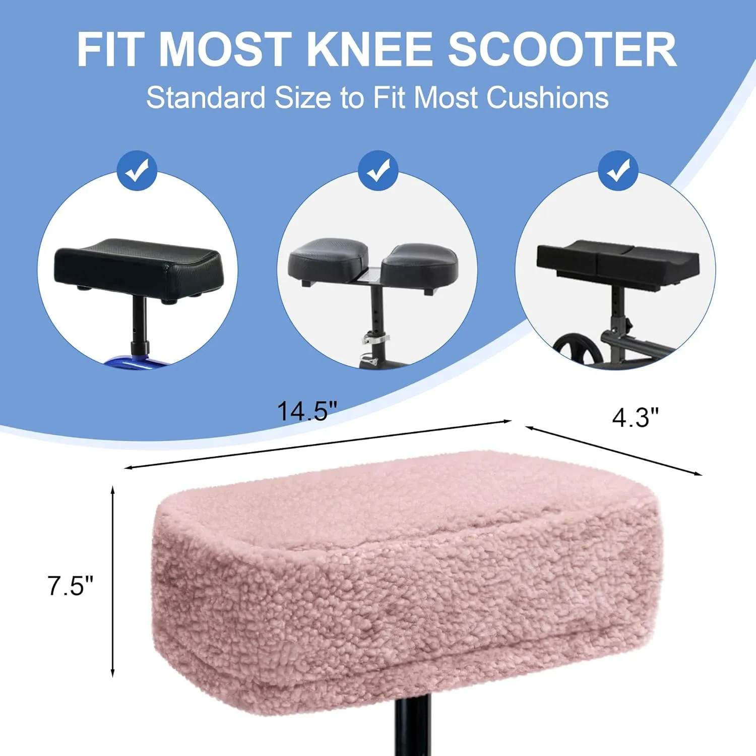 Knee Scooter Cushion Pad Cover for Adults Comfortable Plush Soft Cushion for Knee Scooters Knee Walker Accessories for Pain Relief（Pink）