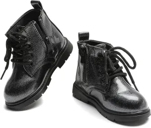 Komfyea Toddler Boots Boy's Girl's Cute Ankle Side Zipper Combat Boots