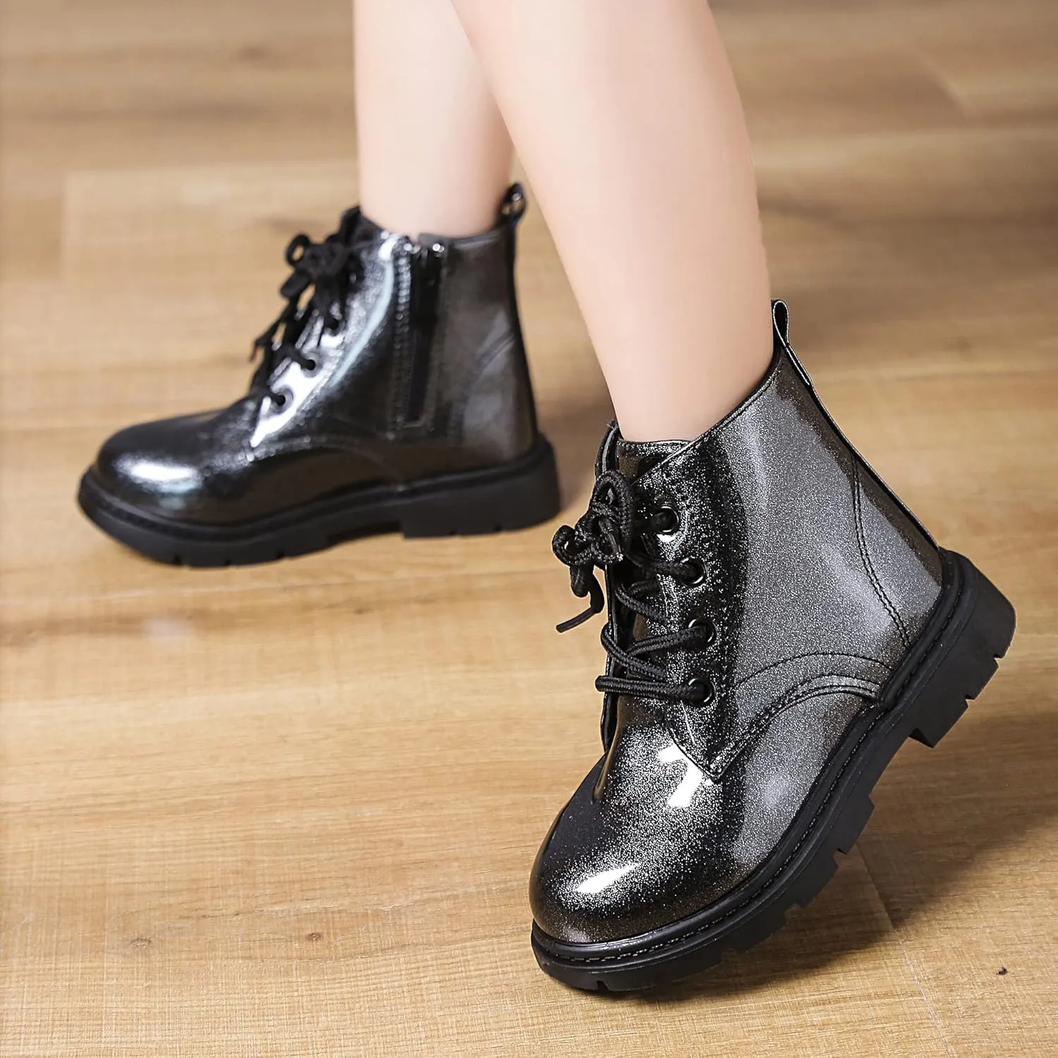Komfyea Toddler Boots Boy's Girl's Cute Ankle Side Zipper Combat Boots