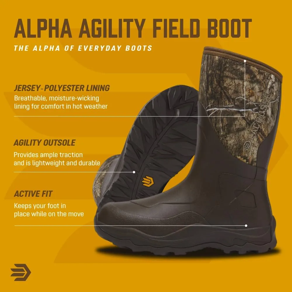 LaCrosse Alpha Agility Field Boot for Men - Hunting Shoes with Jersey/Polyester Lining, Active Fit, Kick-Off Heel Plate, Non-Insulated