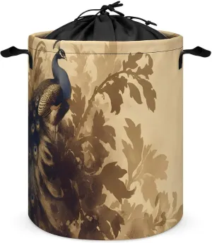 Laundry Hampers, Large Drawstring Laundry Bag, Removable Laundry Bags, Collapsible Storage Bin with Handles for Home Organization, Kids Room, Nursery Bird