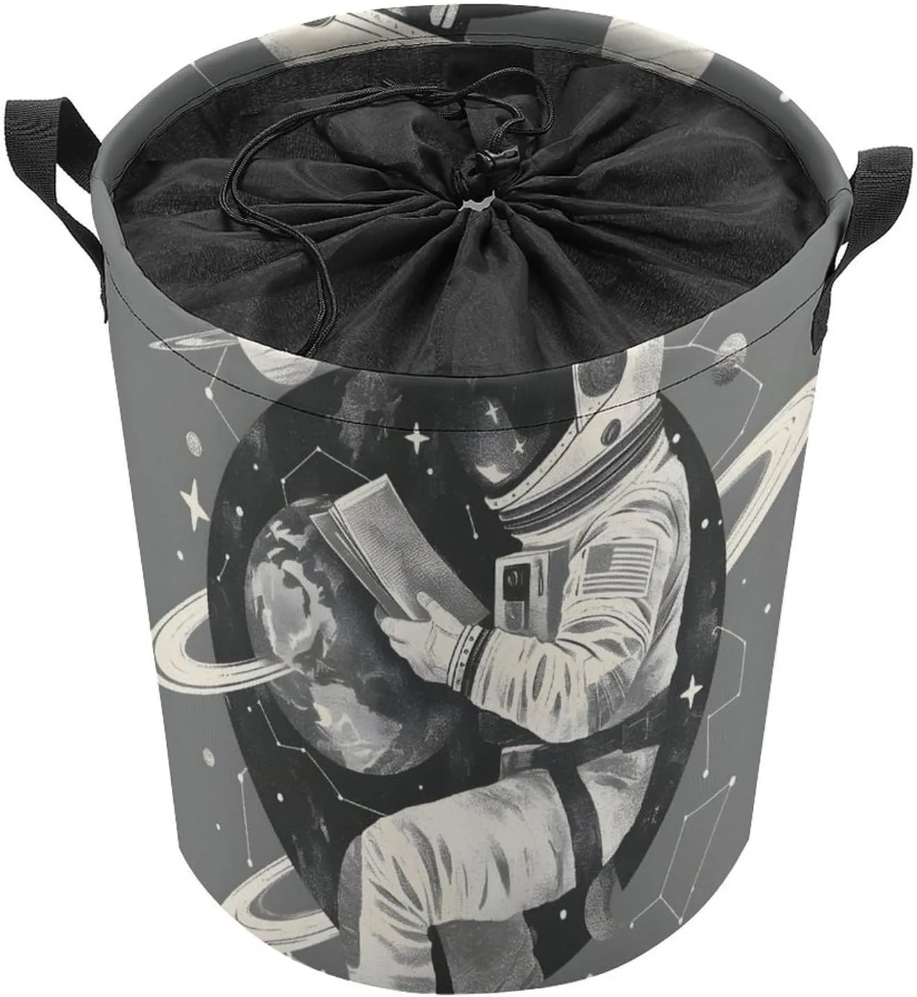 Laundry Hampers, Large Drawstring Laundry Bag, Removable Laundry Bags, Collapsible Storage Bin with Handles for Home Organization, Kids Room, Nursery Font