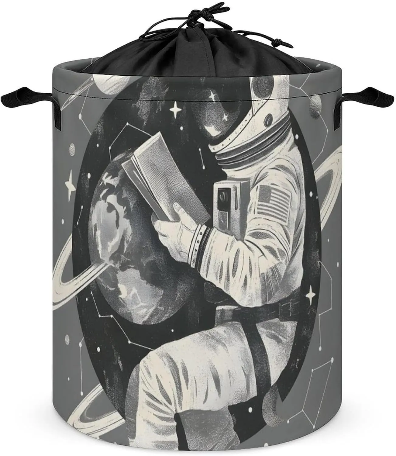 Laundry Hampers, Large Drawstring Laundry Bag, Removable Laundry Bags, Collapsible Storage Bin with Handles for Home Organization, Kids Room, Nursery Font