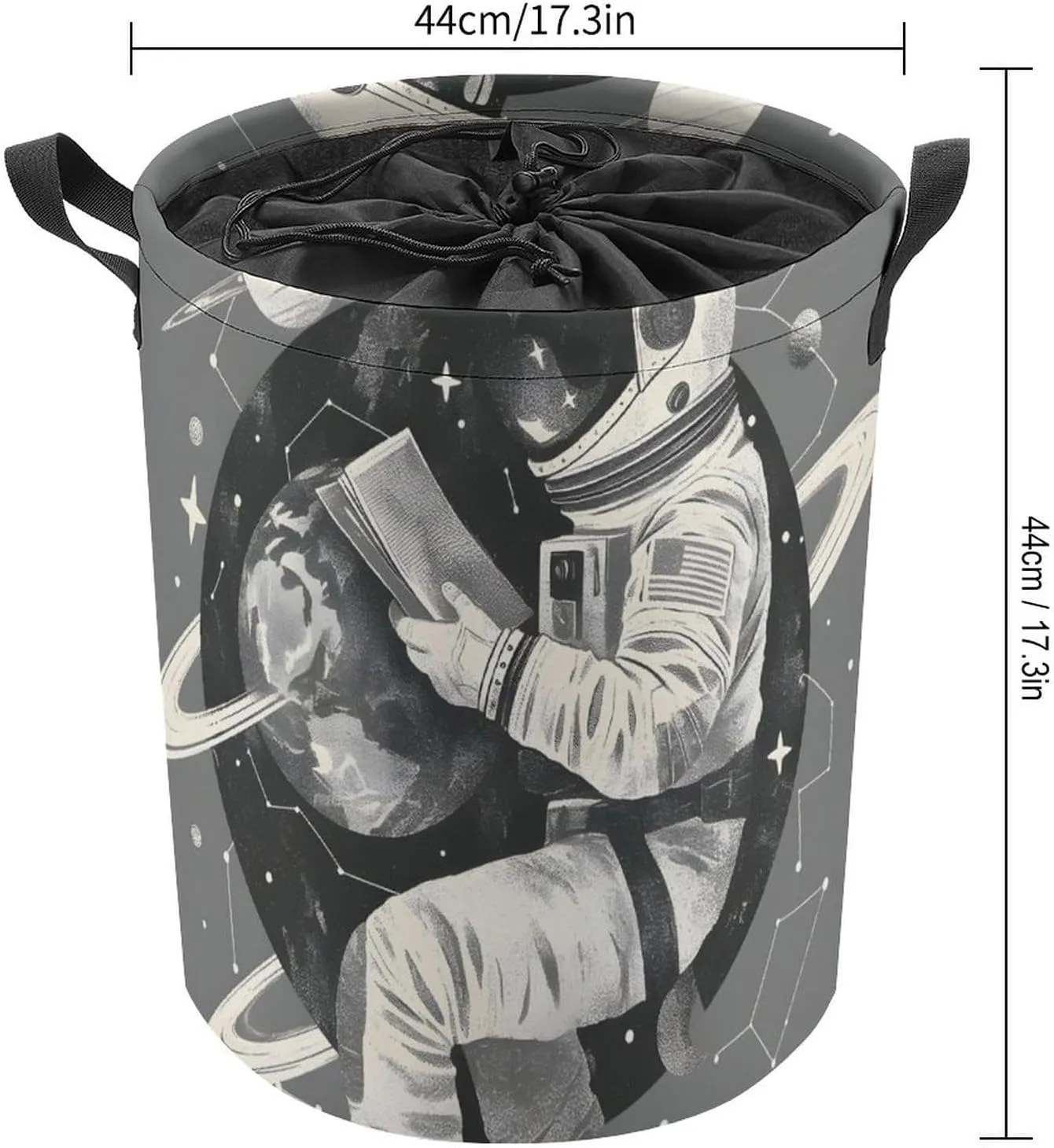 Laundry Hampers, Large Drawstring Laundry Bag, Removable Laundry Bags, Collapsible Storage Bin with Handles for Home Organization, Kids Room, Nursery Font