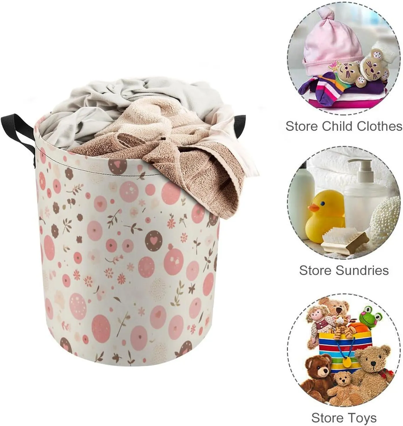 Laundry Hampers, Large Drawstring Laundry Bag, Removable Laundry Bags, Collapsible Storage Bin with Handles for Home Organization, Kids Room, Nursery Plant