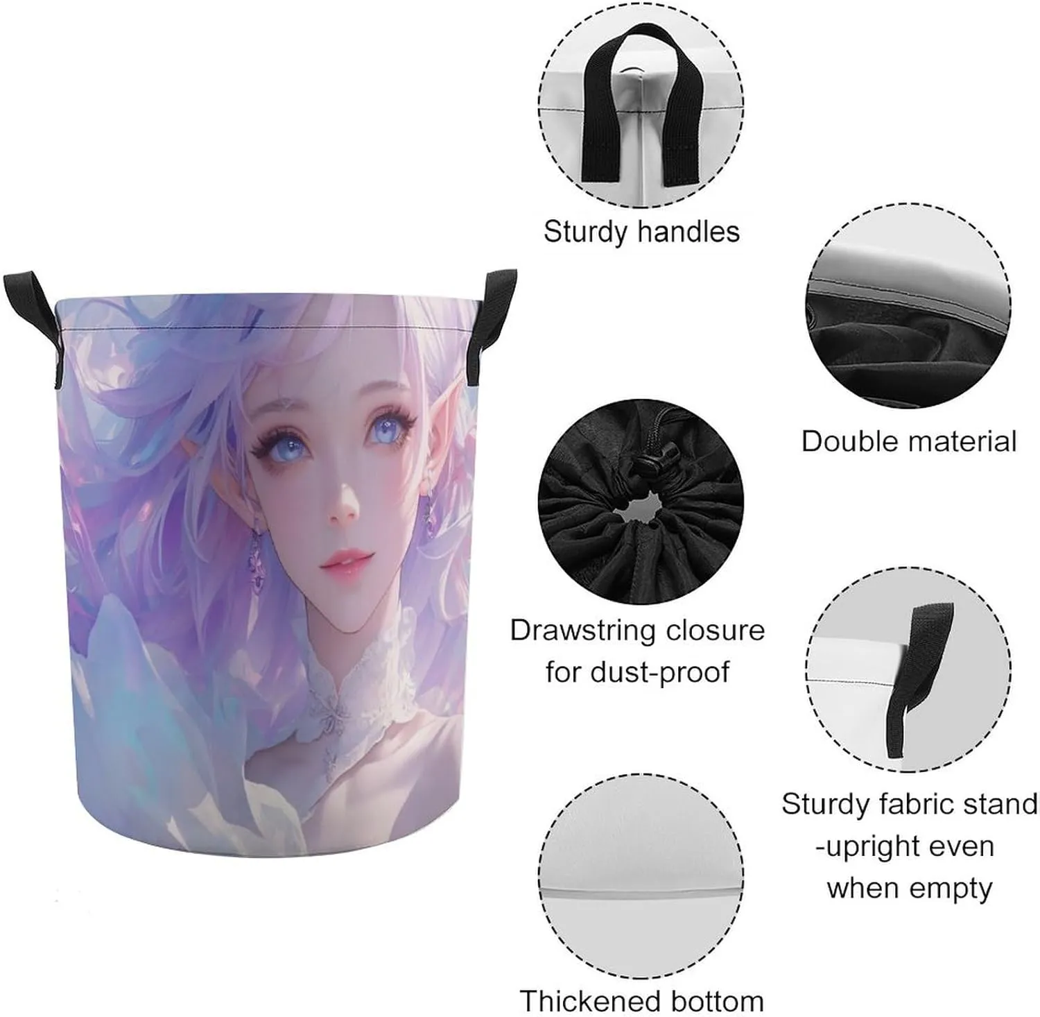 Laundry Hampers, Large Drawstring Laundry Bag, Removable Laundry Bags, Collapsible Storage Bin with Handles for Home Organization, Kids Room, Nursery Vertebrate