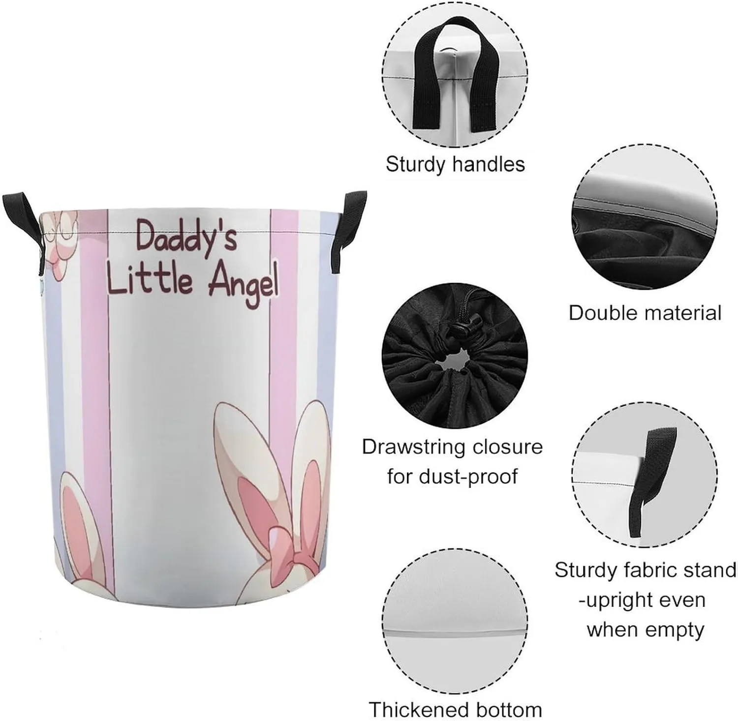 Laundry Hampers, Large Drawstring Laundry Bag, Removable Laundry Bags, Collapsible Storage Bin with Handles for Home Organization, Kids Room, Nursery Vertebrate