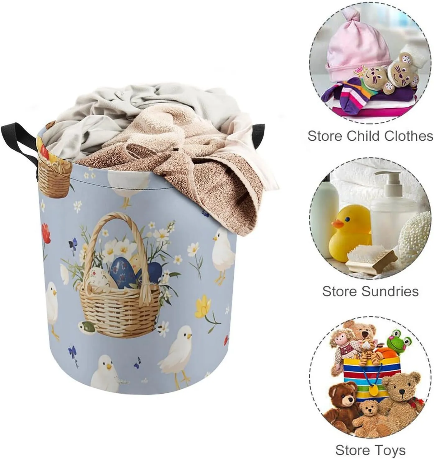 Laundry Hampers, Large Drawstring Laundry Bag, Removable Laundry Bags, Collapsible Storage Bin with Handles for Home Organization, Kids Room, Nursery Vertebrate