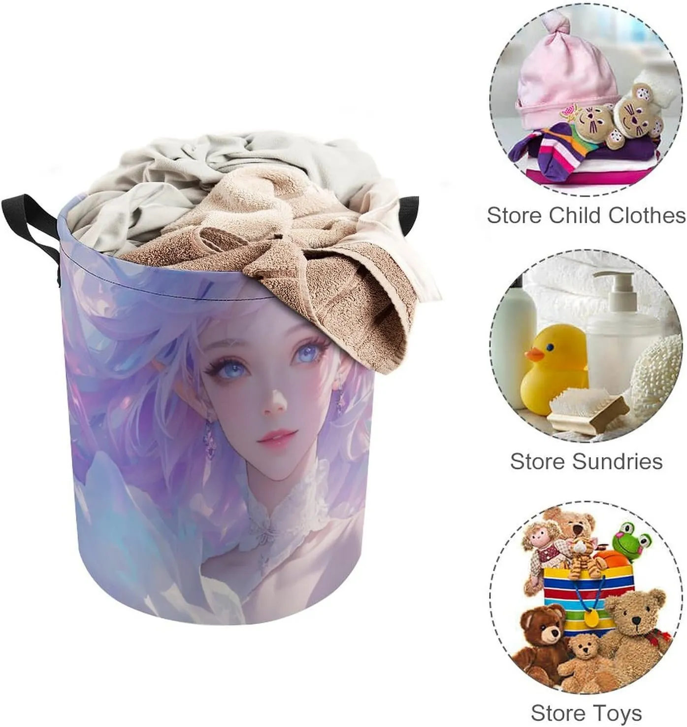 Laundry Hampers, Large Drawstring Laundry Bag, Removable Laundry Bags, Collapsible Storage Bin with Handles for Home Organization, Kids Room, Nursery Vertebrate