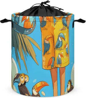 Laundry Hampers, Large Drawstring Laundry Bag, Removable Laundry Bags, Collapsible Storage Bin with Handles for Home Organization, Kids Room, Nursery Vertebrate