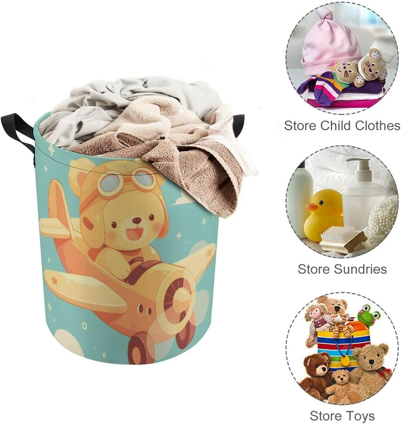 Laundry Hampers, Large Drawstring Laundry Bag, Removable Laundry Bags, Collapsible Storage Bin with Handles for Home Organization, Kids Room, Nursery Wheel