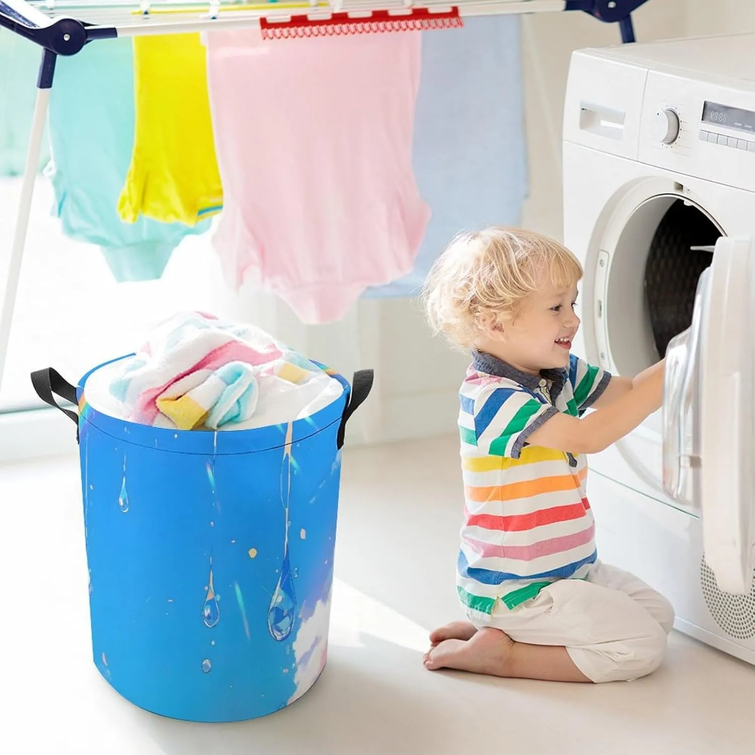 Laundry Hampers, Large Drawstring Laundry Bag, Removable Laundry Bags, Collapsible Storage Bin with Handles for Home Organization, Kids Room, Nursery