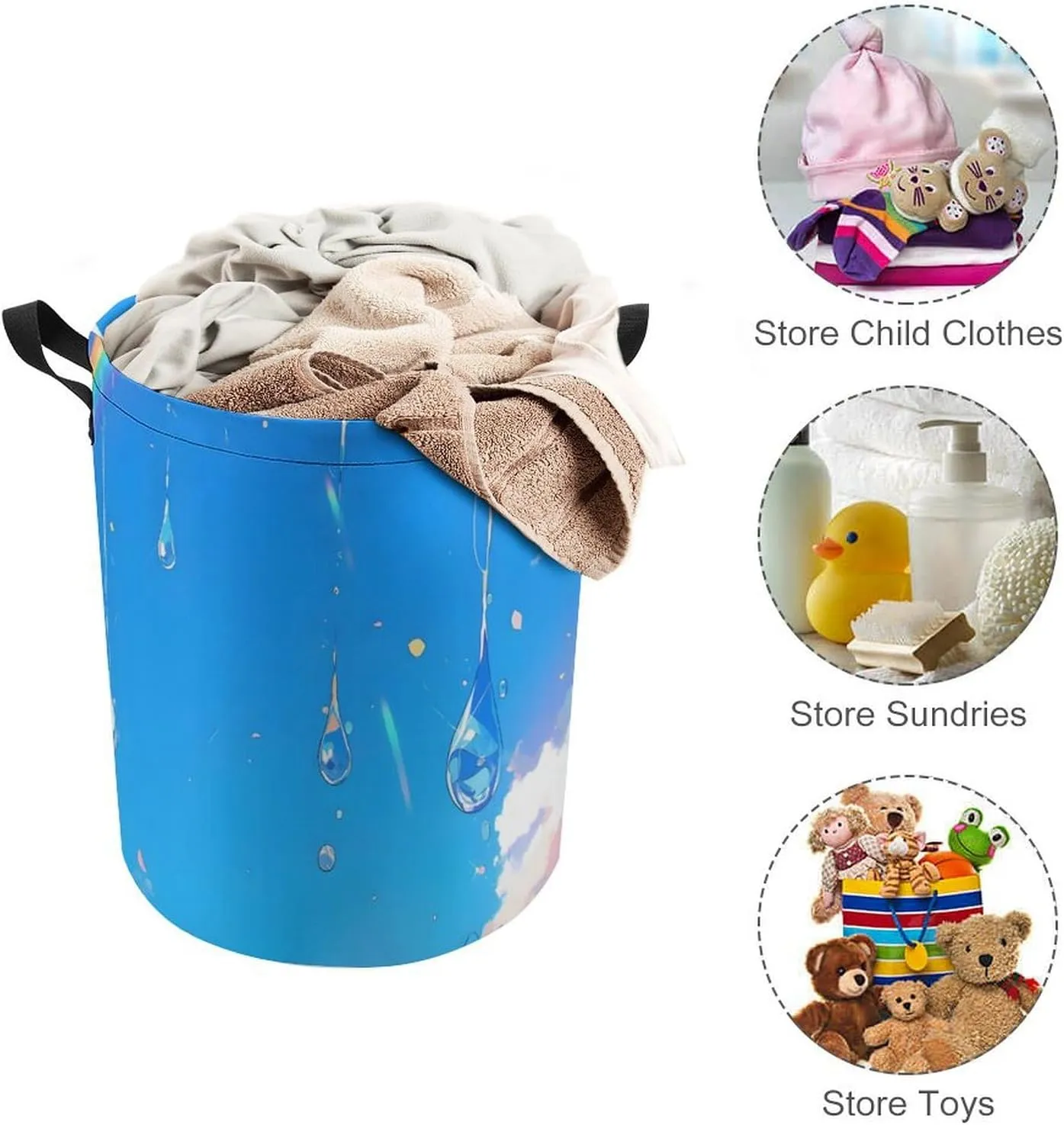 Laundry Hampers, Large Drawstring Laundry Bag, Removable Laundry Bags, Collapsible Storage Bin with Handles for Home Organization, Kids Room, Nursery