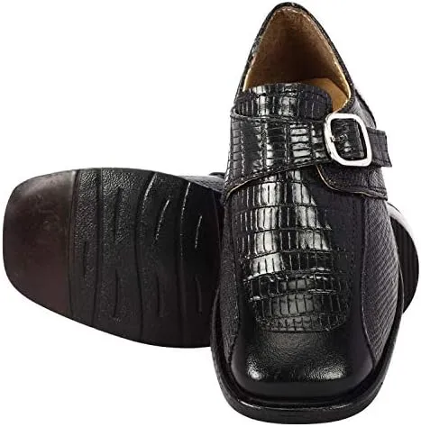 LIBERTYZENO Boys Animal Print Genuine Leather Kids Lace Up Oxford Dress Shoes for Prom Graduation