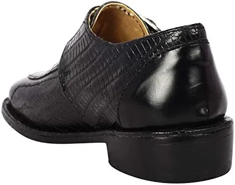 LIBERTYZENO Boys Animal Print Genuine Leather Kids Lace Up Oxford Dress Shoes for Prom Graduation