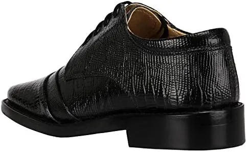 LIBERTYZENO Boys Lizard Print Genuine Leather Kids & Toddlers Lace Up Oxford Dress Shoes for Easter Gift