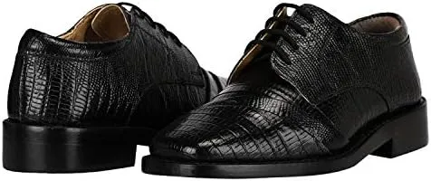 LIBERTYZENO Boys Lizard Print Genuine Leather Kids & Toddlers Lace Up Oxford Dress Shoes for Easter Gift