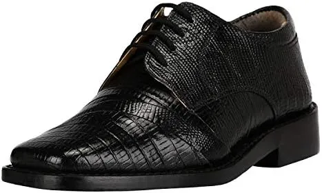 LIBERTYZENO Boys Lizard Print Genuine Leather Kids & Toddlers Lace Up Oxford Dress Shoes for Prom Graduation