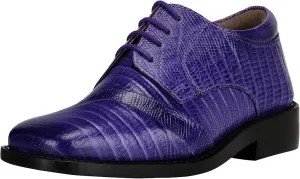 LIBERTYZENO Boys Lizard Print Genuine Leather Kids & Toddlers Lace Up Oxford Dress Shoes for Prom Graduation