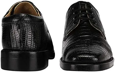 LIBERTYZENO Boys Lizard Print Genuine Leather Kids & Toddlers Lace Up Oxford Dress Shoes for Prom Graduation