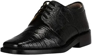 LIBERTYZENO Boys Lizard Print Genuine Leather Kids & Toddlers Lace Up Oxford Dress Shoes for Prom Graduation